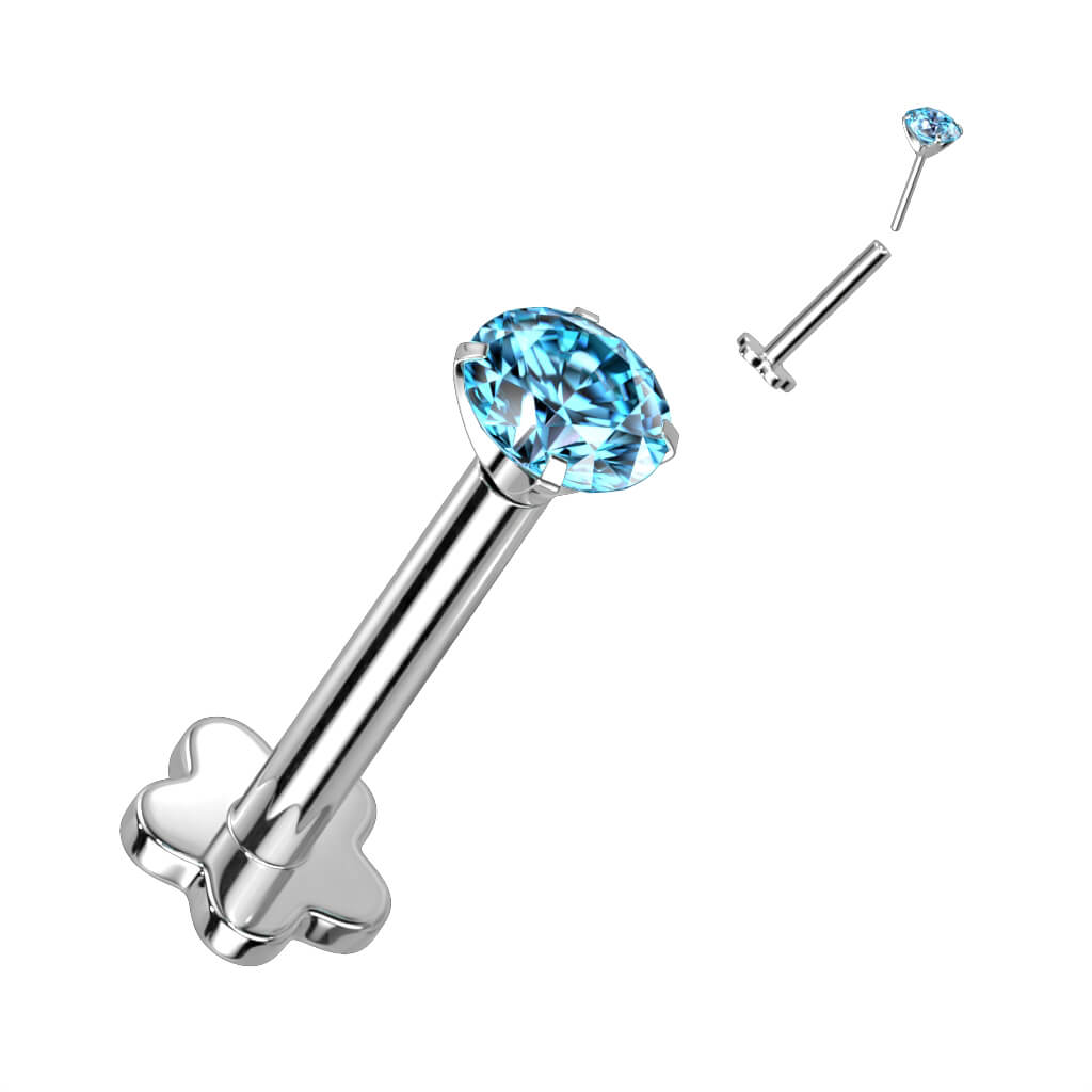 Titanio Circonita base en flor Push In Labret