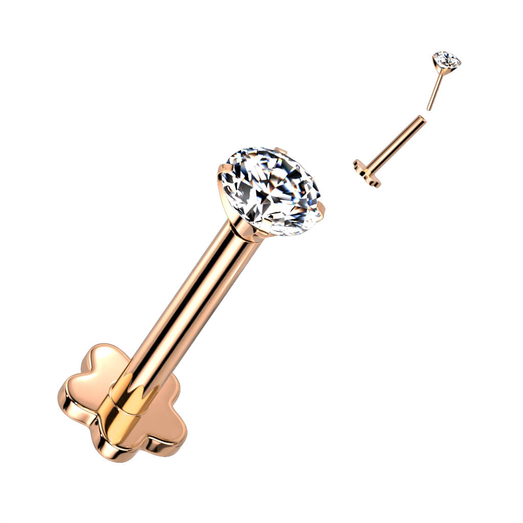 Titanio Circonita base en flor Push In Labret