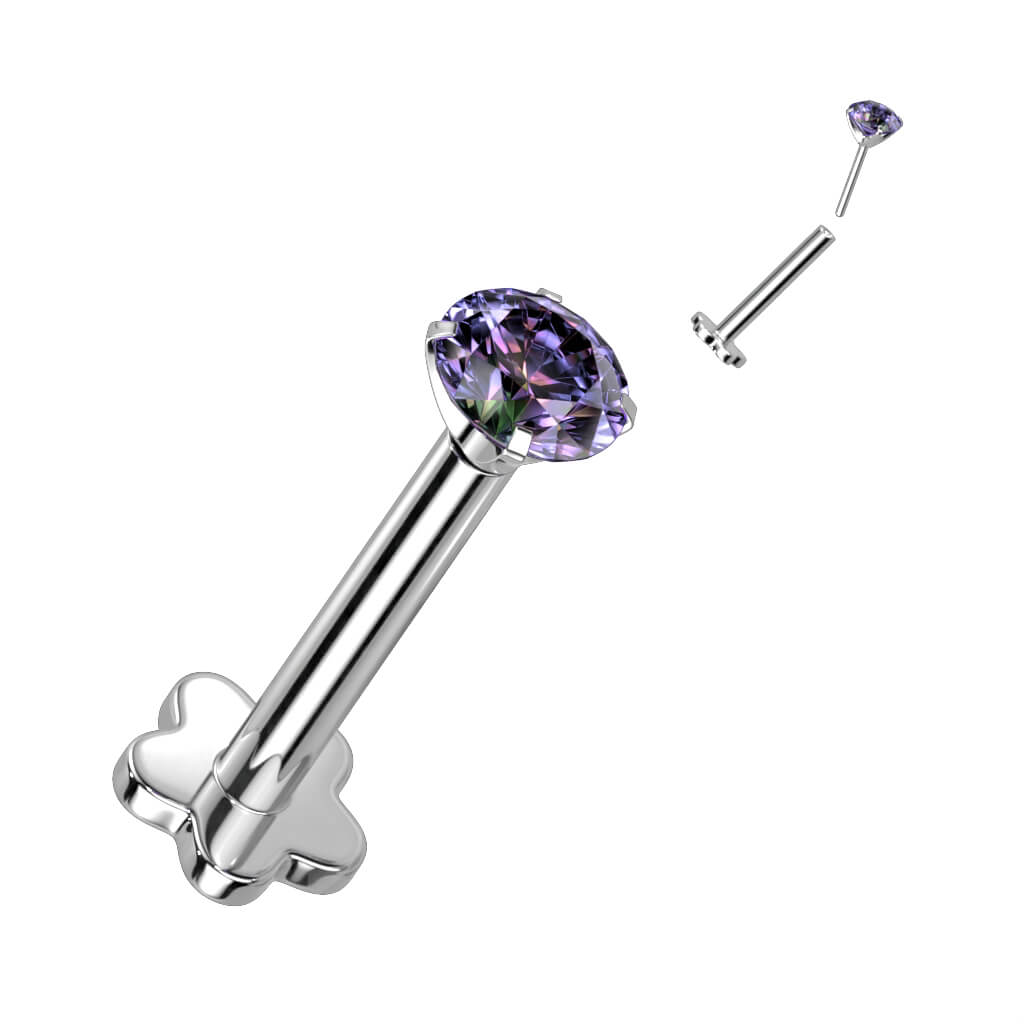 Titanio Circonita base en flor Push In Labret