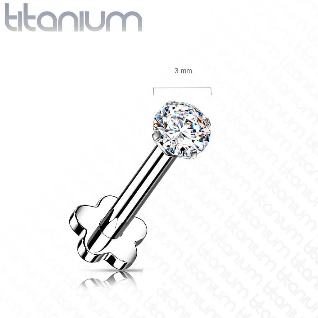 Titanio Circonita base en flor Push In Labret