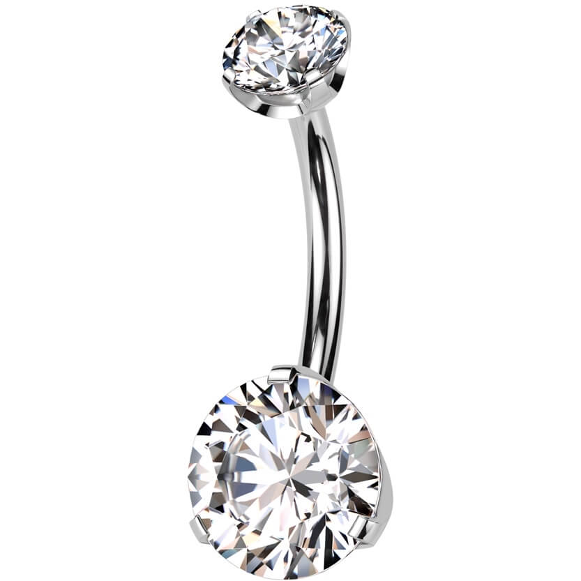 Titanium Belly Button Piercing 2 zirconia Push-In