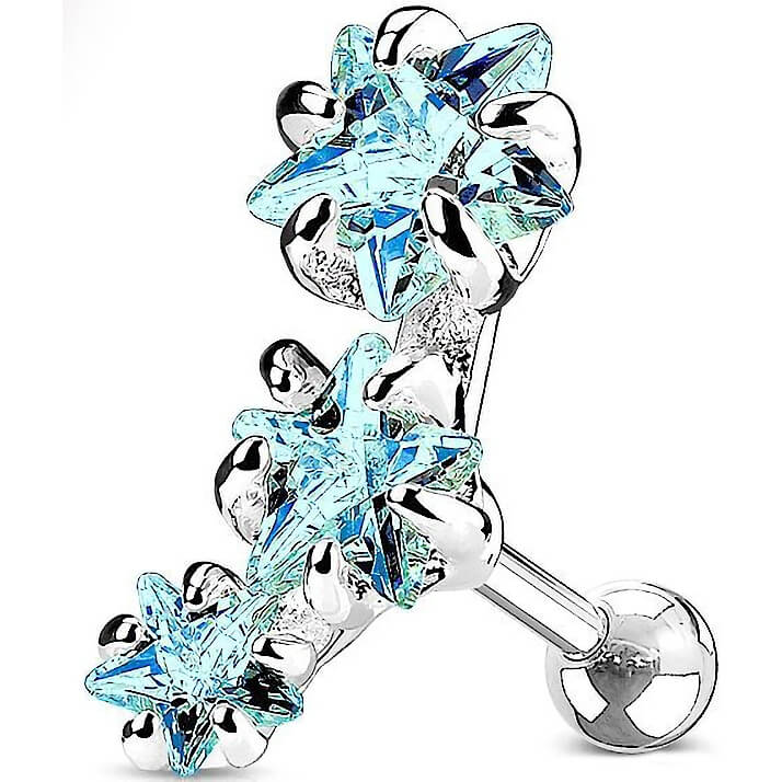 Barbell 3 zirconi a forma di stella