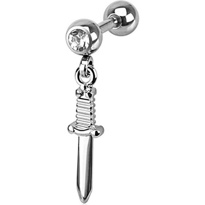 Barbell Knife dangle Silver