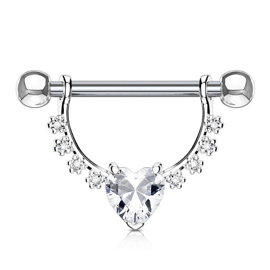 Nippelpiercing Kranz Herz beweglich Zirkonia