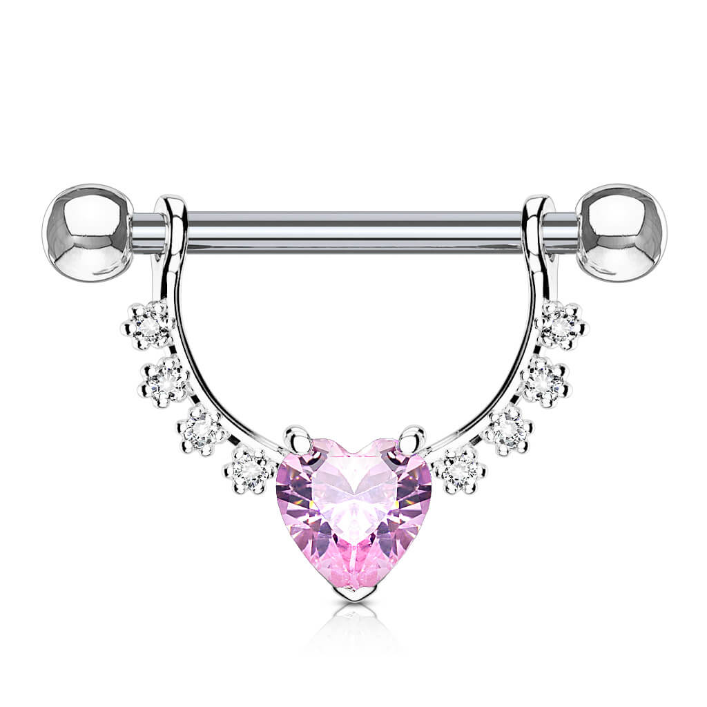 Nippelpiercing Kranz Herz beweglich Zirkonia