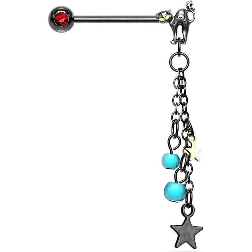Cadenas colgantes con Estrellas y Turquesas Pezón