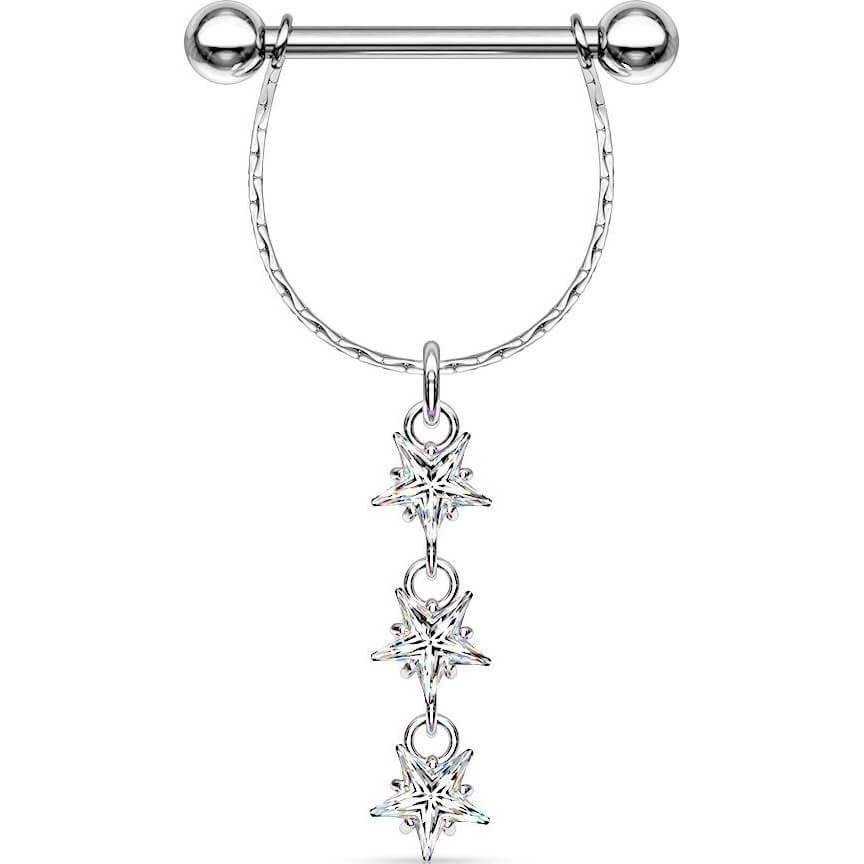 Estrellas Colgante Circonita Plata Pezón