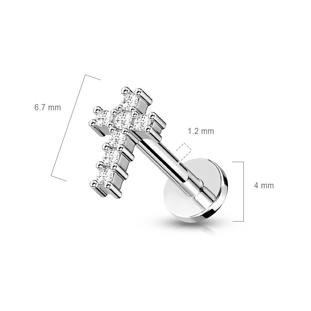 Labret Cross Zirconia Internally Threaded