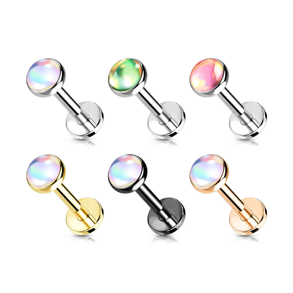 Labret Illuminating Flat synthetic Stone Internally Threaded