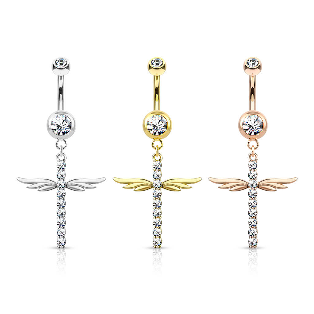 Piercing Ombelico Pendente ali di zirconi