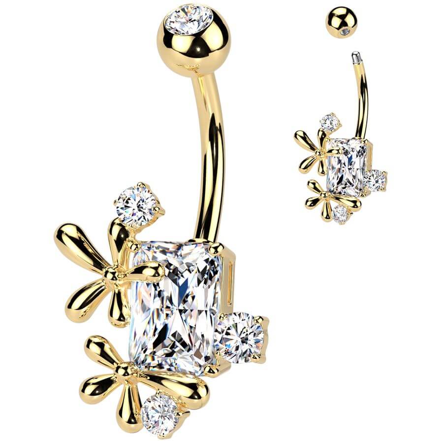 Belly Button Piercing flowers zirconia