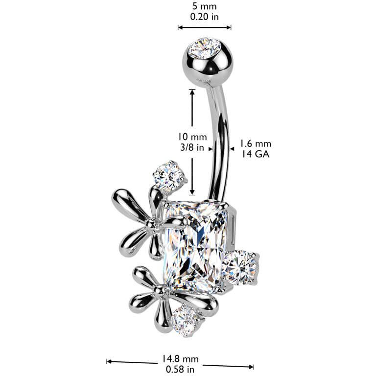 Belly Button Piercing flowers zirconia