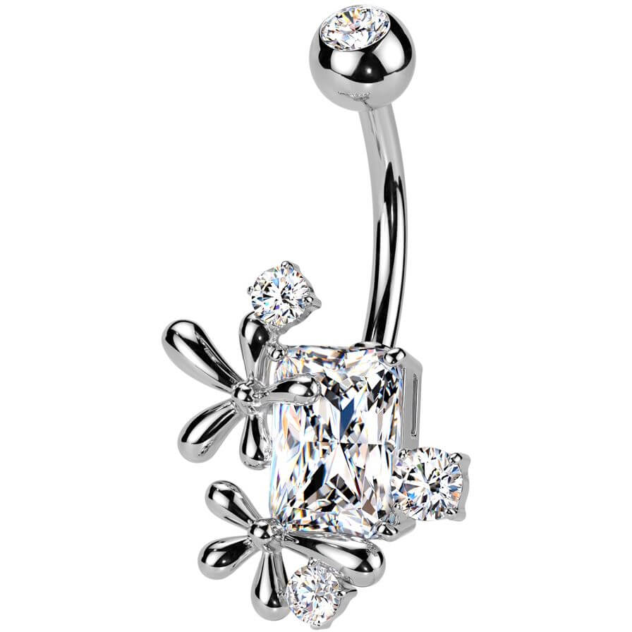 Belly Button Piercing flowers zirconia