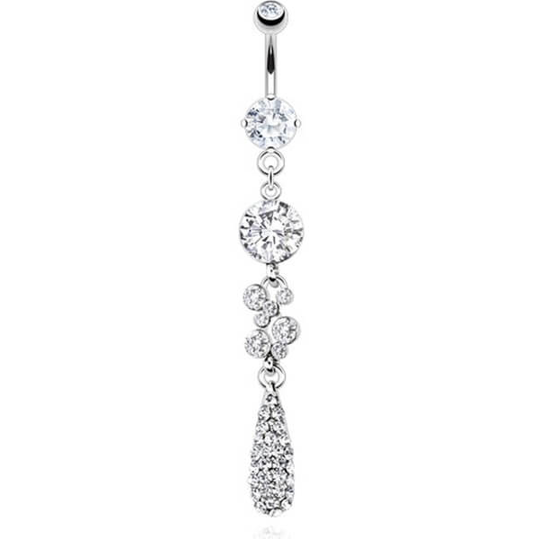Bauchnabelpiercing Tropfen beweglich Zirkonia Silber