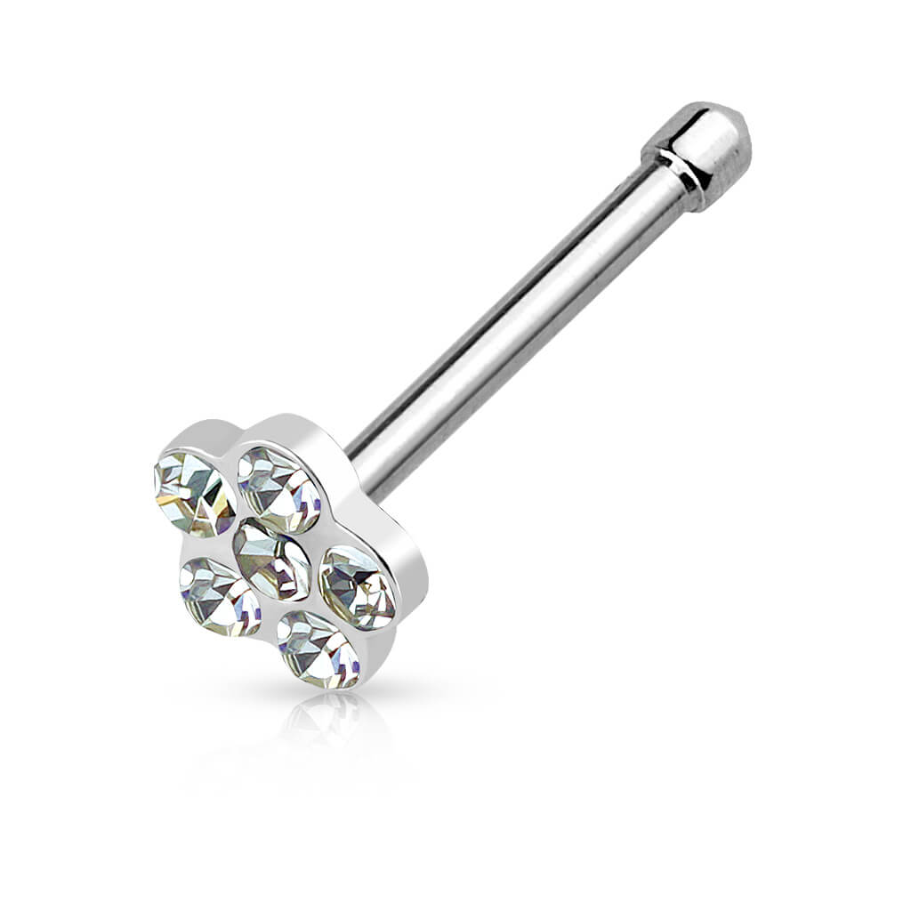 Nose Stud Flower Zirconia Silver