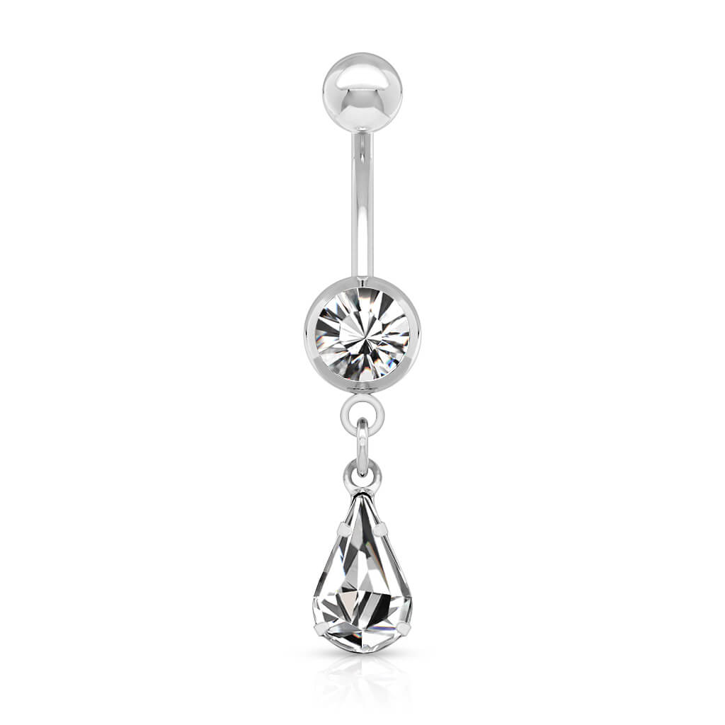 Piercing ombligo Gota colgante Circonita Plata