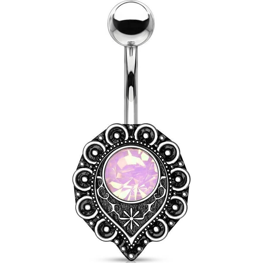 Piercing ombligo Ópalo Vintage Plata
