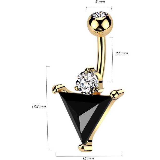 Bauchnabelpiercing schwarzes Dreieck Zirkonia