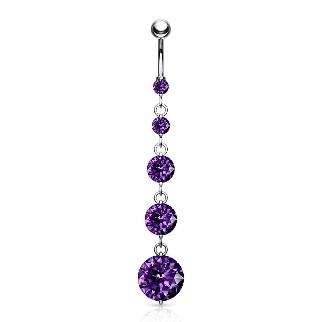 Piercing Ombelico Pendente d´argento e 5 Zirconi