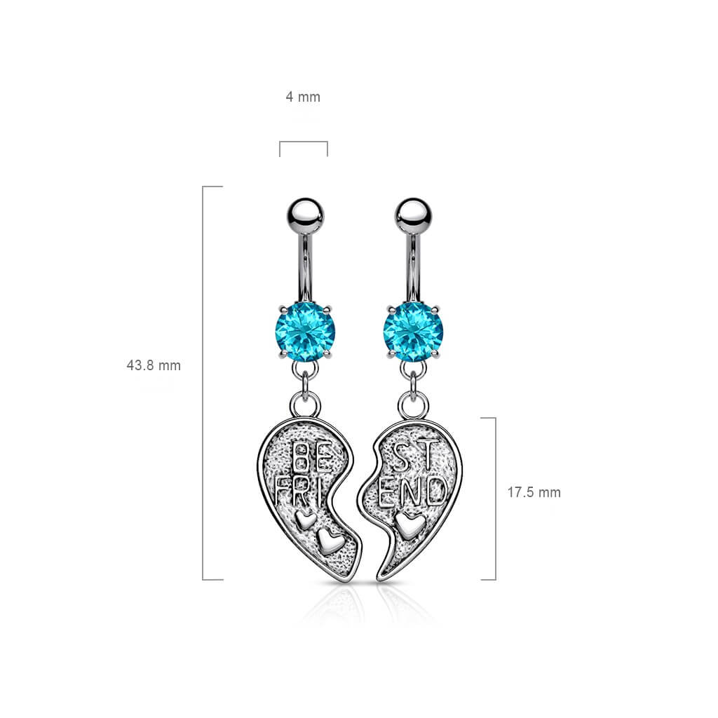 Piercing ombligo BEST FRIEND Corazón colgante Circonita