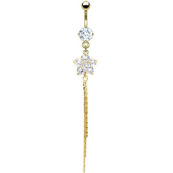 Piercing Ombelico Pendente a fiore in zirconi