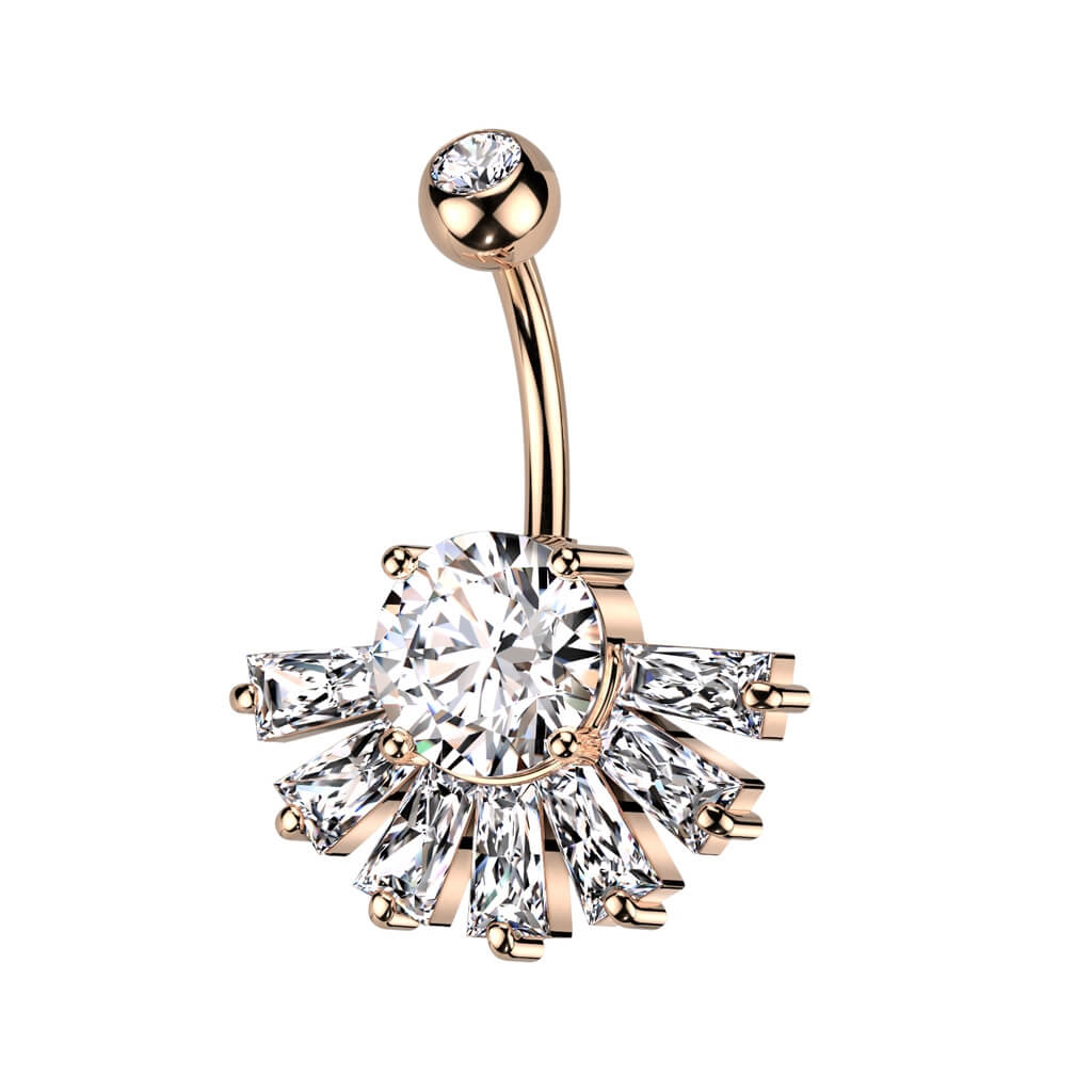 Belly Button Piercing Folding Fan Zirconia