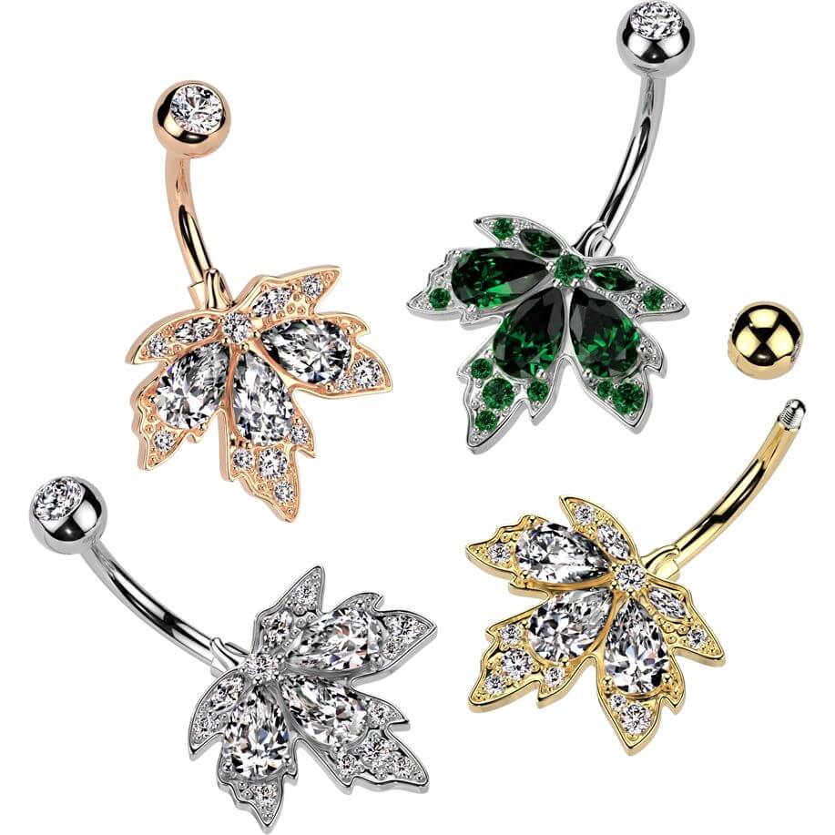 Bauchnabelpiercing Blatt Zirkonia