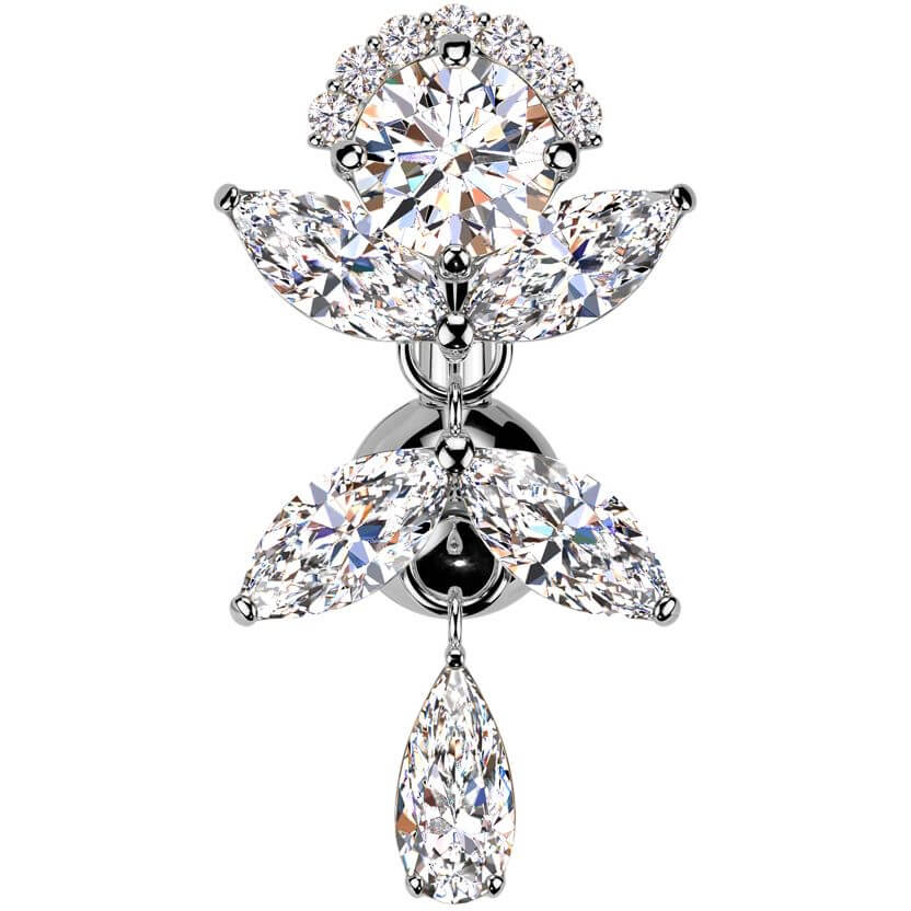 Belly Button Piercing titanium brass top down zirconia dangle