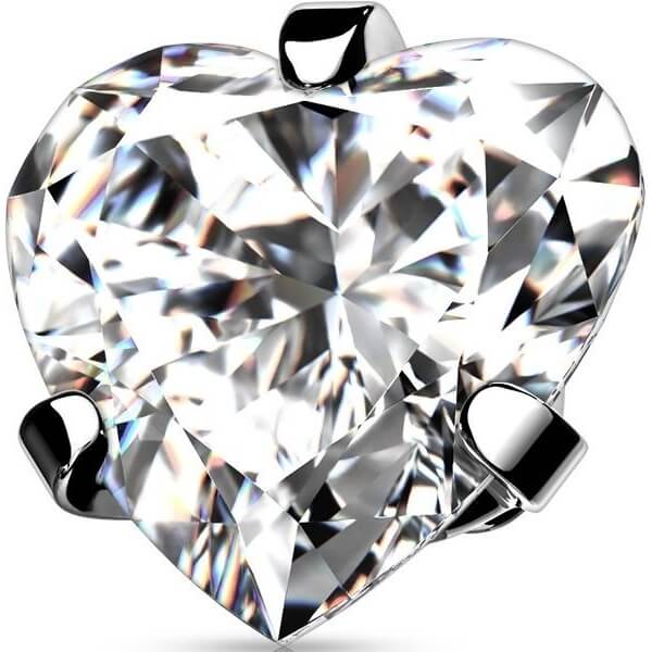Superiore con zircone a cuore incastonato Filettatura Interna