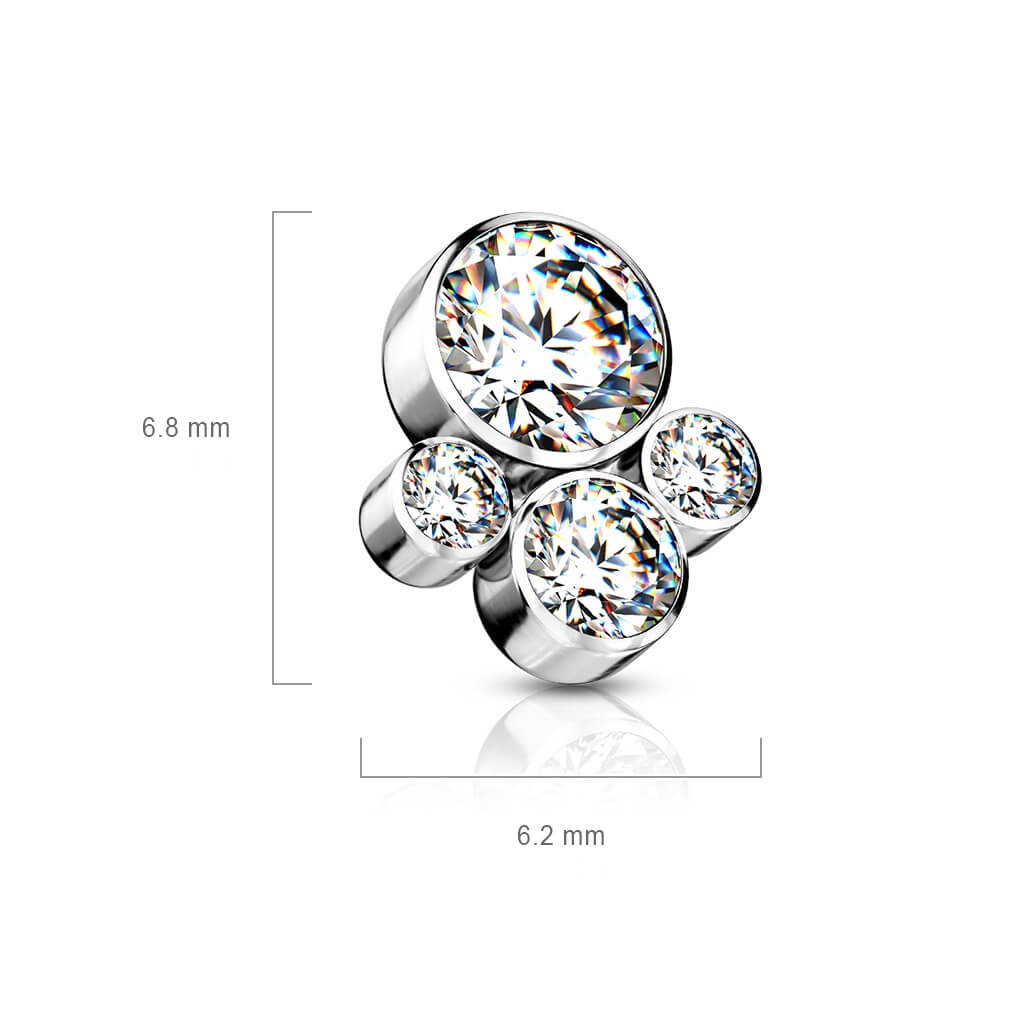 Titanium top 4 zirconias bezel setting Internally Threaded