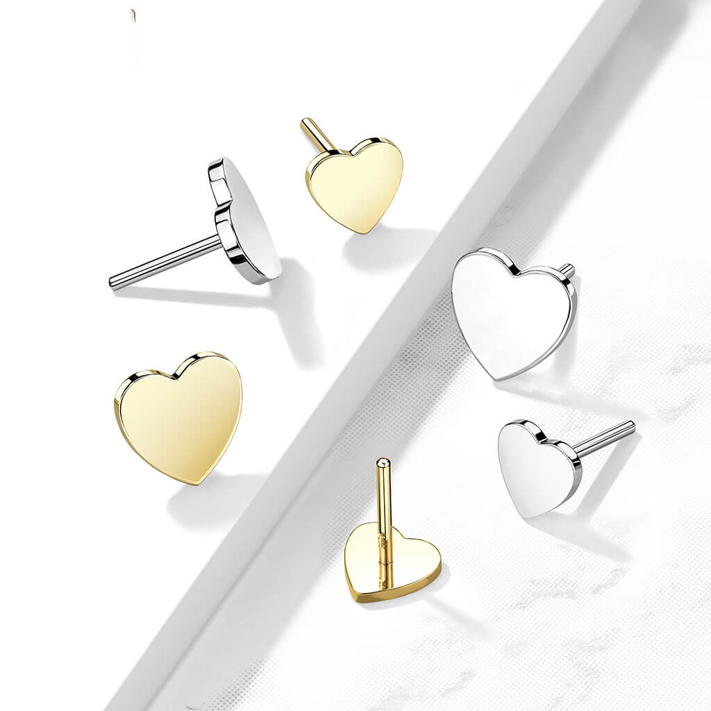 Oro 14 kt Superiore a Cuore piatto Push-In