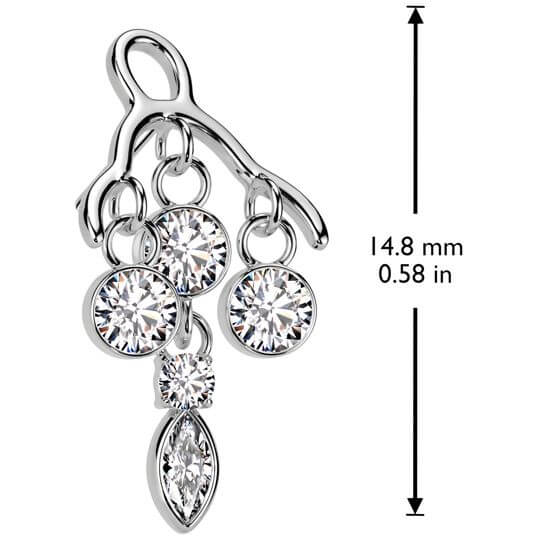 Solid Gold 14 Carat top chandelier zirconia Push-In