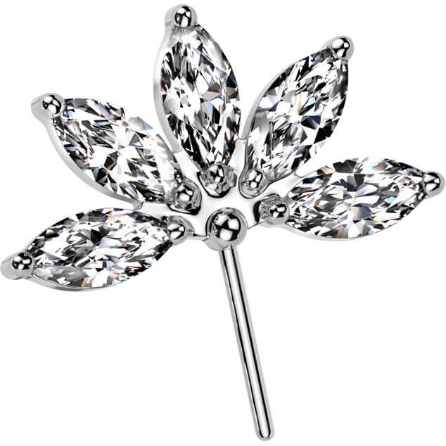 Titane Embout Fleur taillée marquise zircon Enfoncer