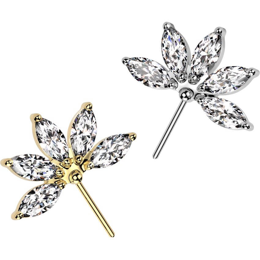 Titane Embout Fleur taillée marquise zircon Enfoncer