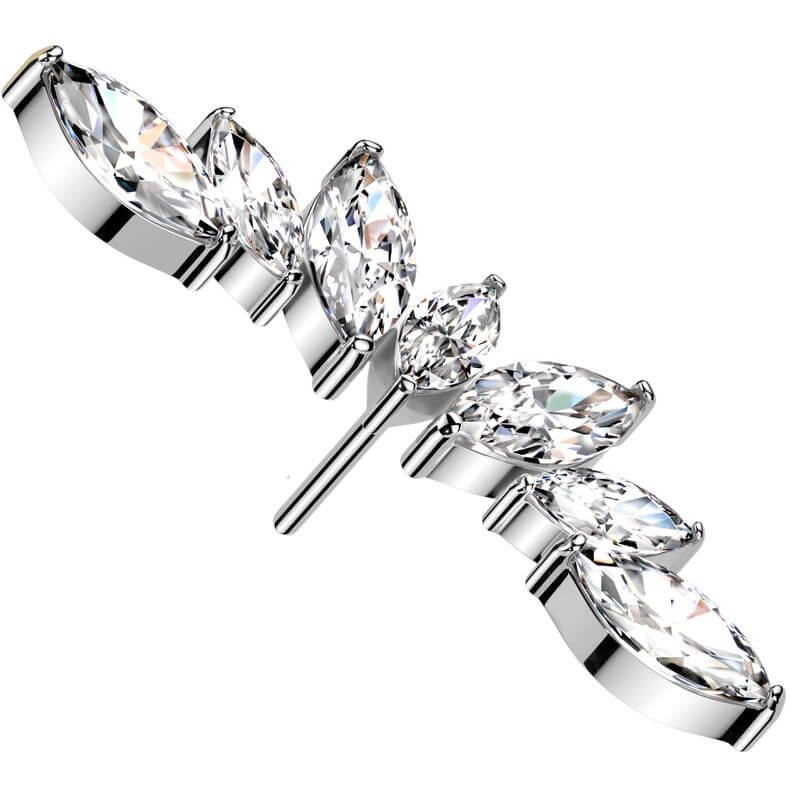 Titanium top fan 7 zirconias marquise cut Push-In
