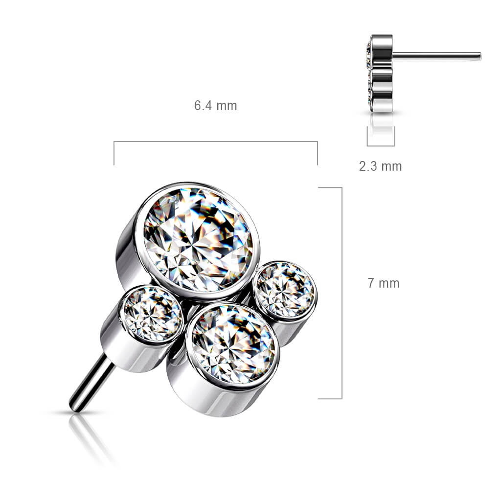 Titanium top 4 zirconias bezel setting Push-In