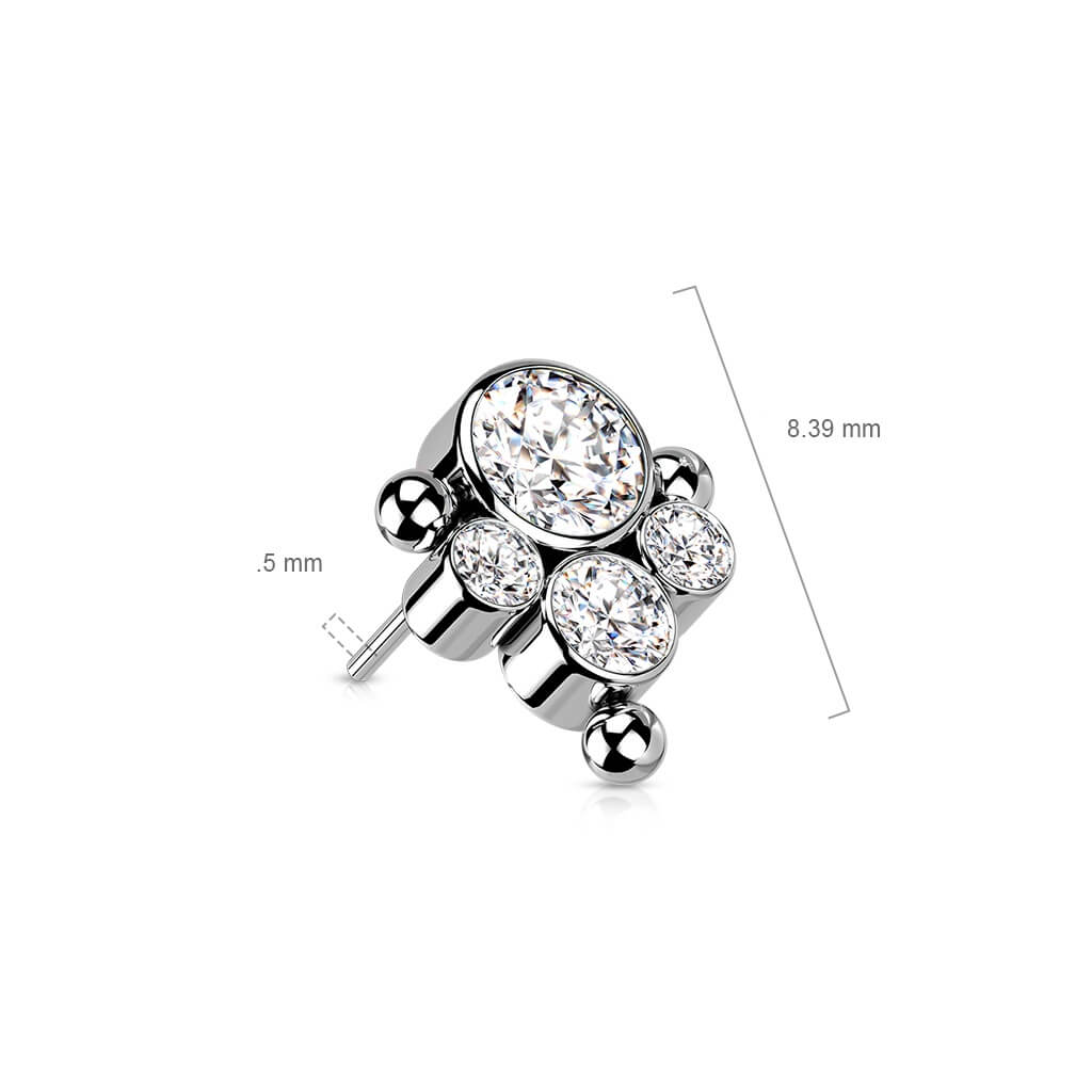 Titan Top 4 Zirkonia Silber Push-In
