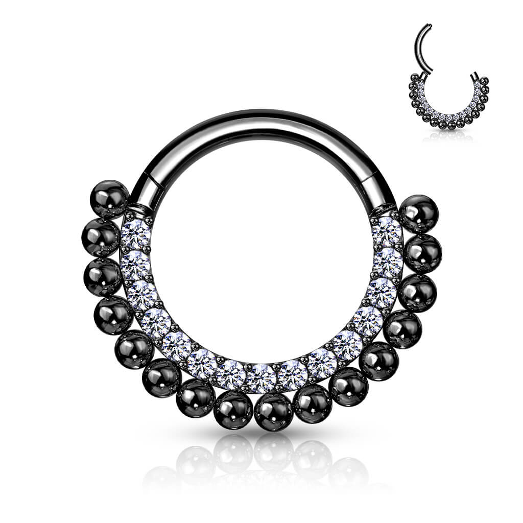 Anello Piercing Sfere e zirconi Clicker