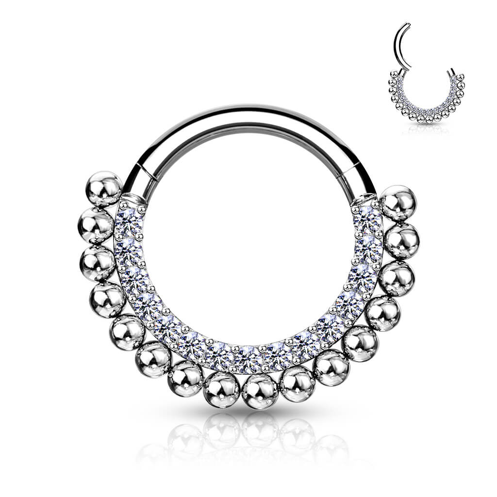 Anello Piercing Sfere e zirconi Clicker