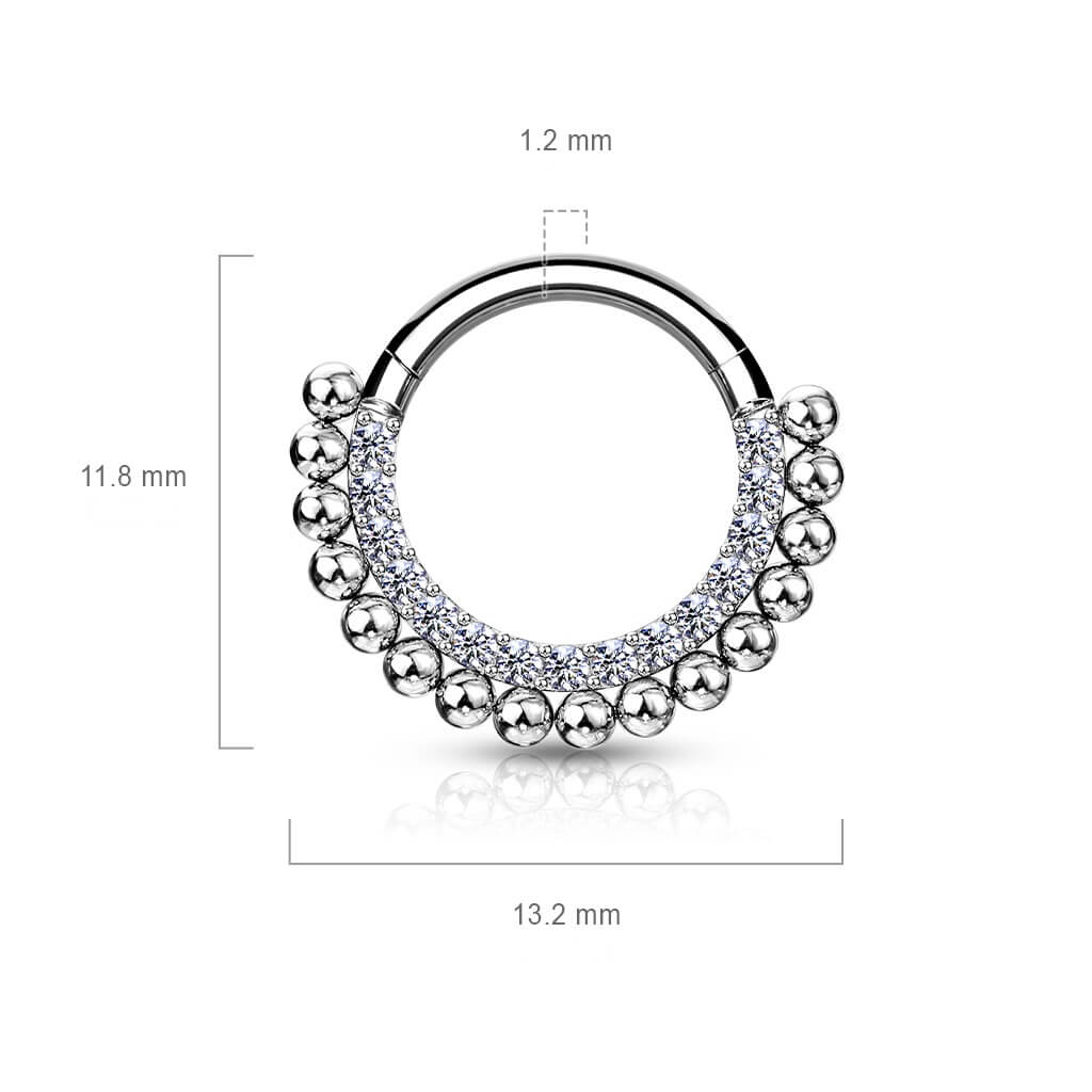 Anello Piercing Sfere e zirconi Clicker