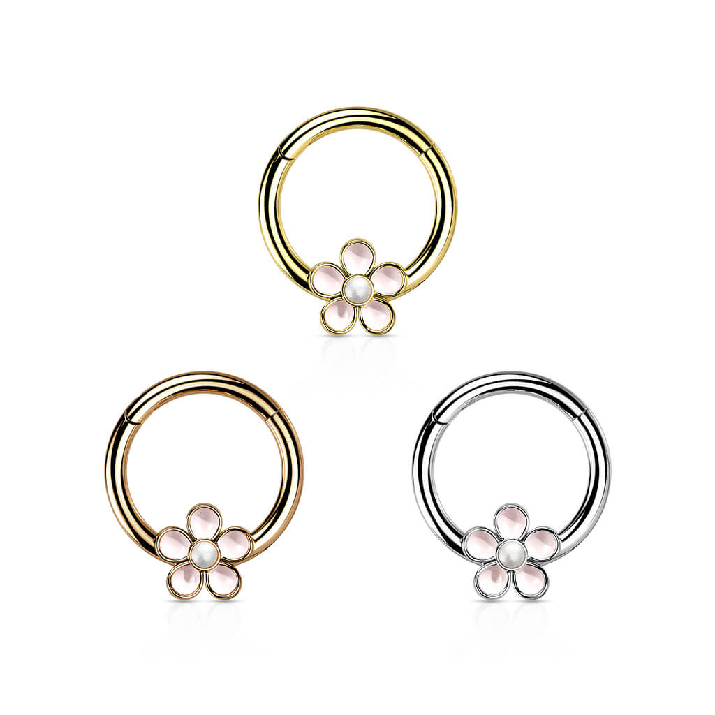 Anello Piercing Design a fiore Clicker
