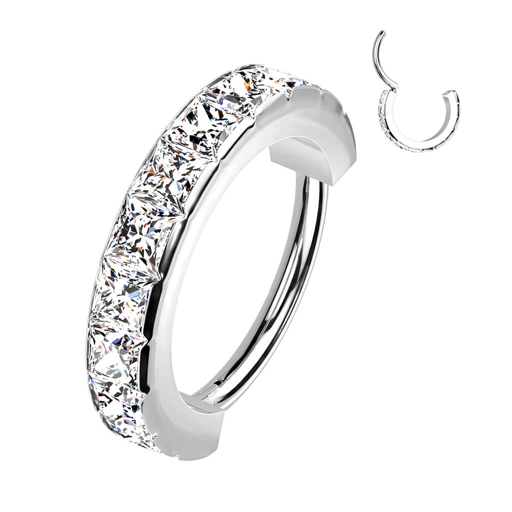 Anello Piercing Zirconi Clicker