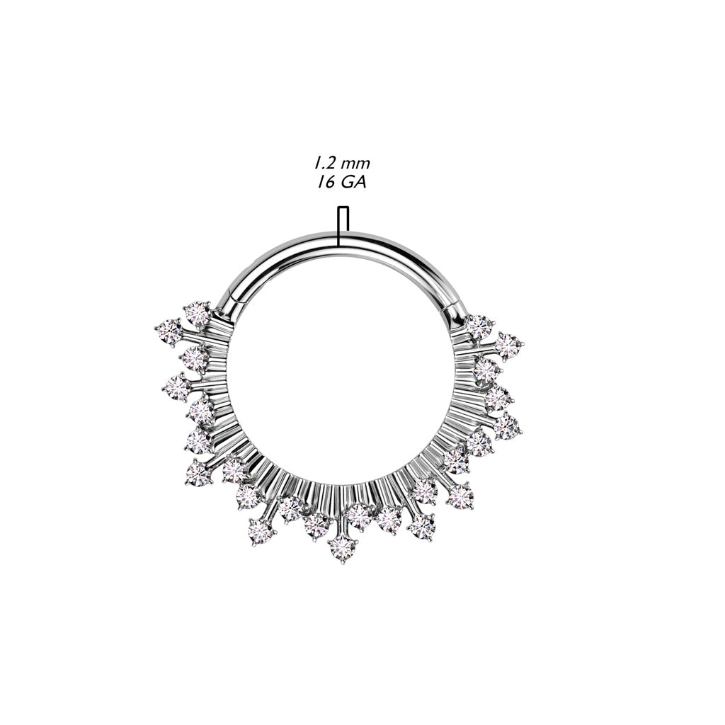 Anello Piercing Ventaglio di zirconi Clicker