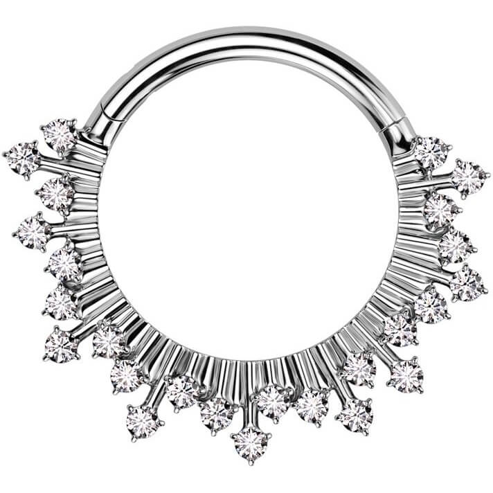 Anello Piercing Ventaglio di zirconi Clicker