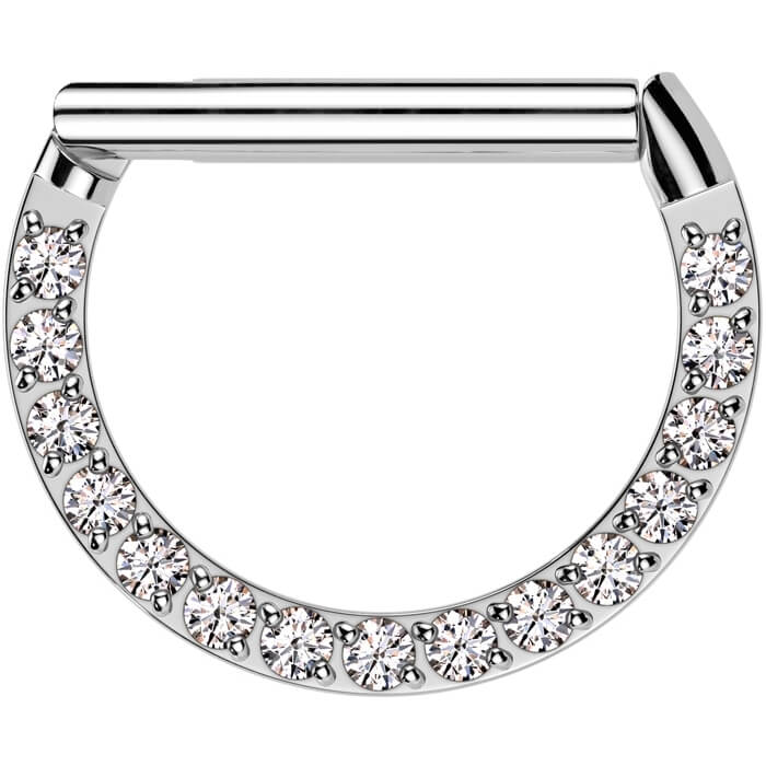 Anello Piercing Zirconi Clicker