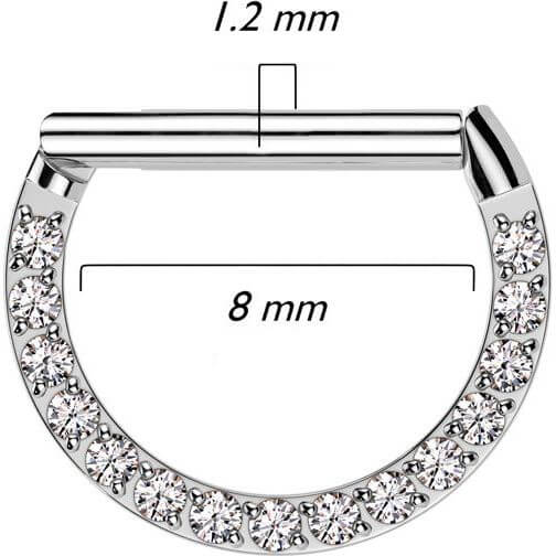 Anello Piercing Zirconi Clicker
