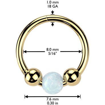 Titanium Ring 3 balls opal Segment