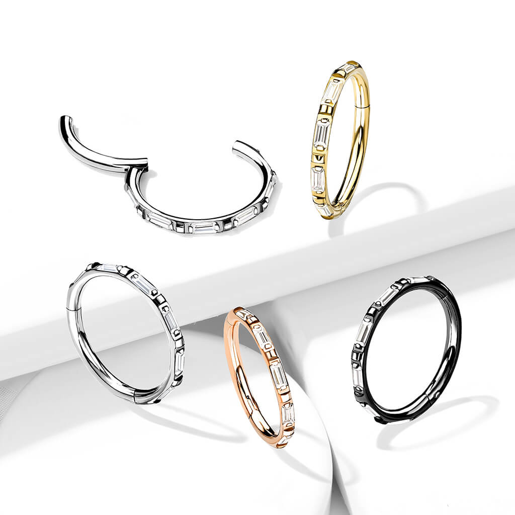 Titanio Anillo Circonita Clicker