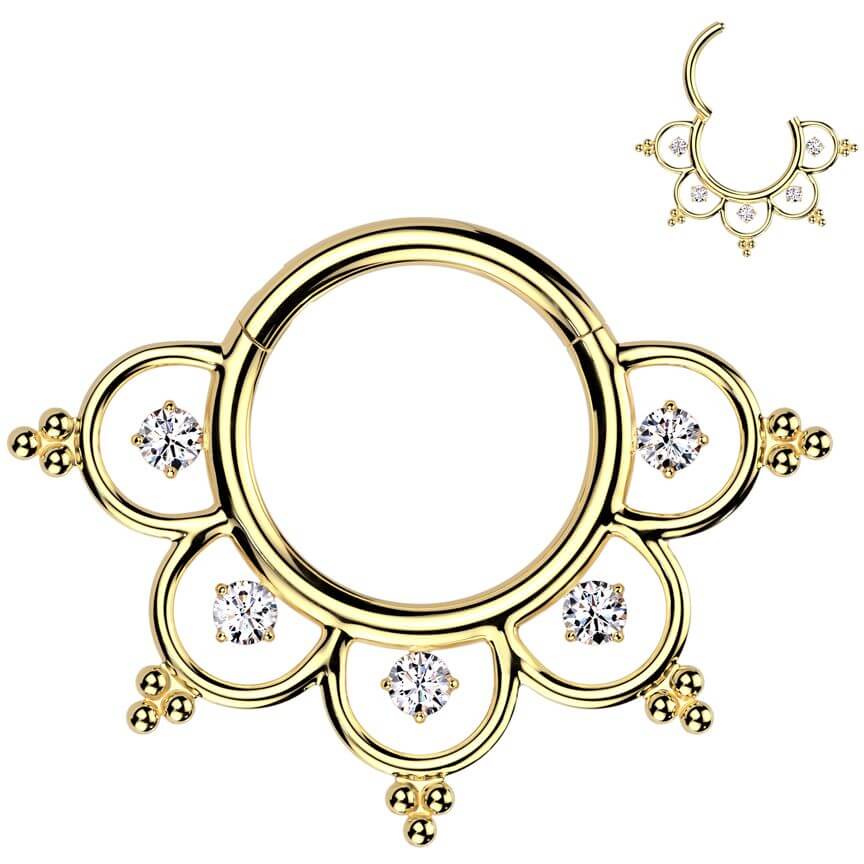 Titanium Ring filigree zirconias and beads Segment