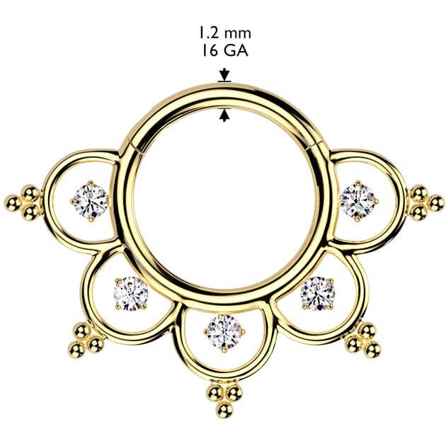 Titanium Ring filigree zirconias and beads Segment